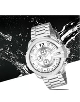 Diesel Mega Chief Silver Stainless Steel White Dial Watch