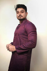 Men’s Wine Purple Silk Blend Kurta – Traditional Festive Wear for Weddings & Parties