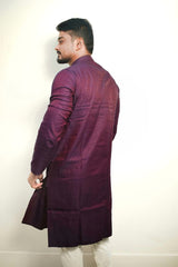 Men’s Wine Purple Silk Blend Kurta – Traditional Festive Wear for Weddings & Parties