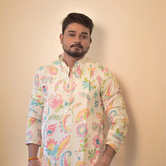 Cream Mens Kurta