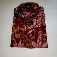 Printed Marron Kurta Set