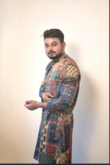 Vibrant Patchwork Kurta for Men | Celebrate Navratri, Diwali & Ethnic Festivals in Style | Fusion of Traditional