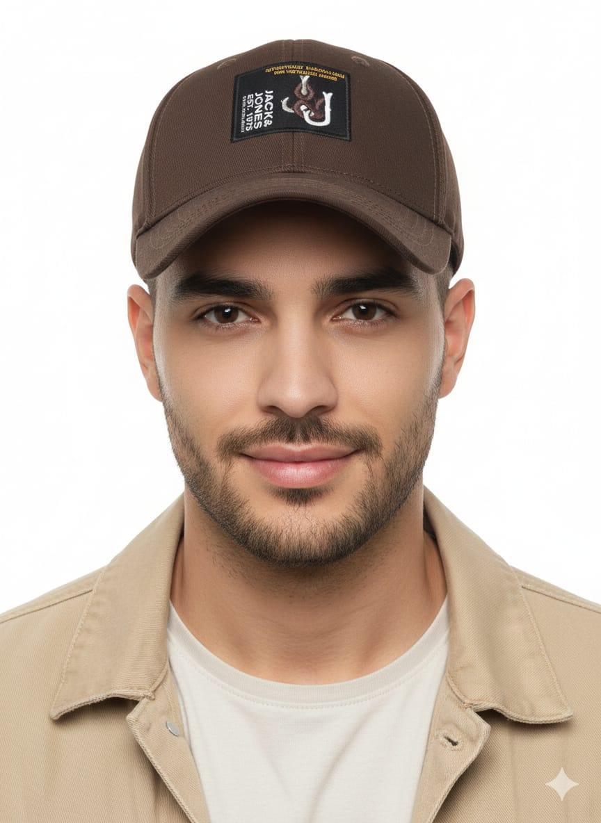 Men's Chocolate Brown Adjustable Cap with Signature Graphic Patch